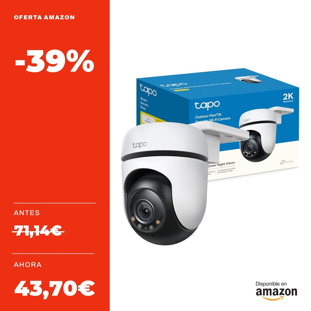 Tapo Cámara 360º Wi-Fi 2K 3MP AI
