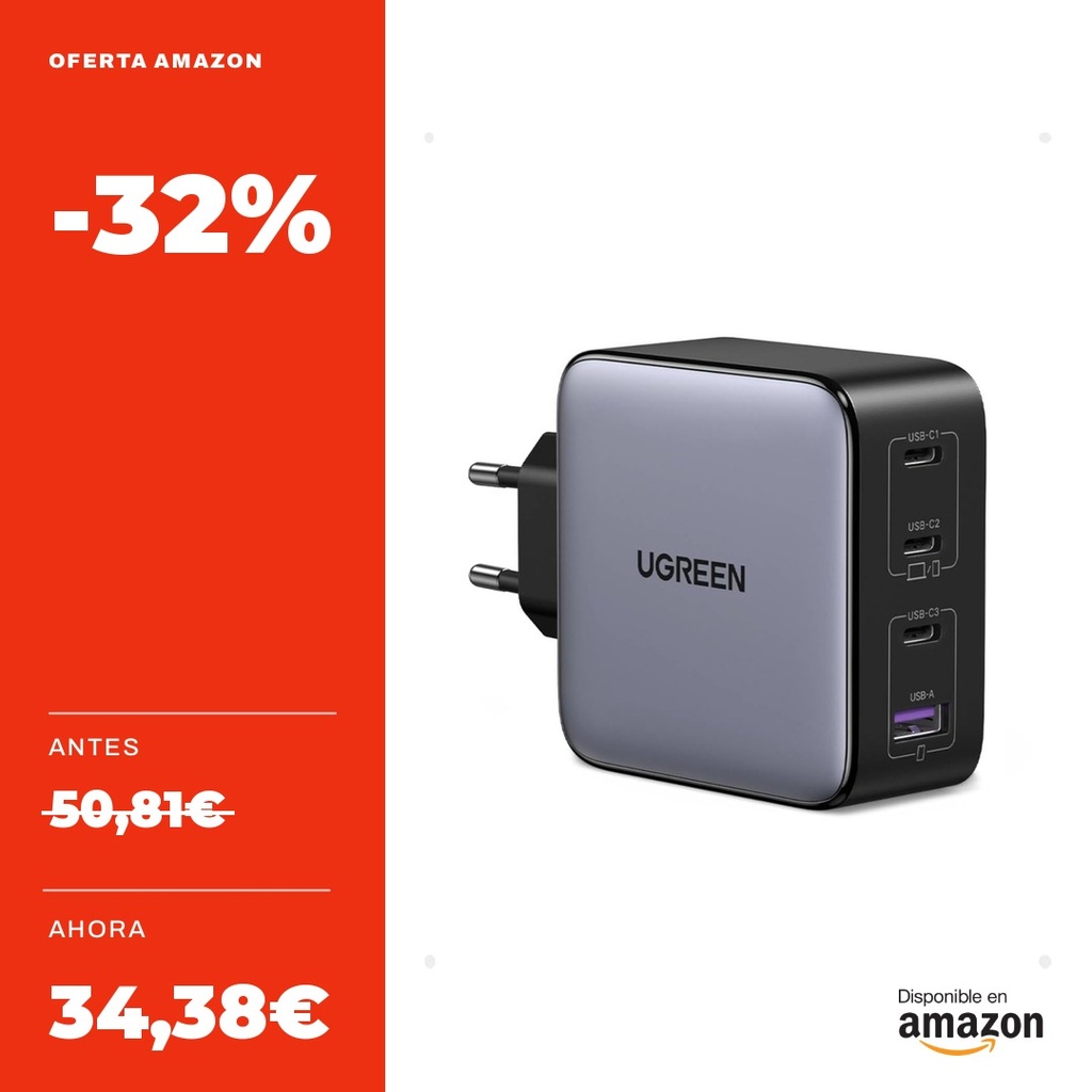 UGREEN Cargador Nexode 100W USB-C 4 Puertos