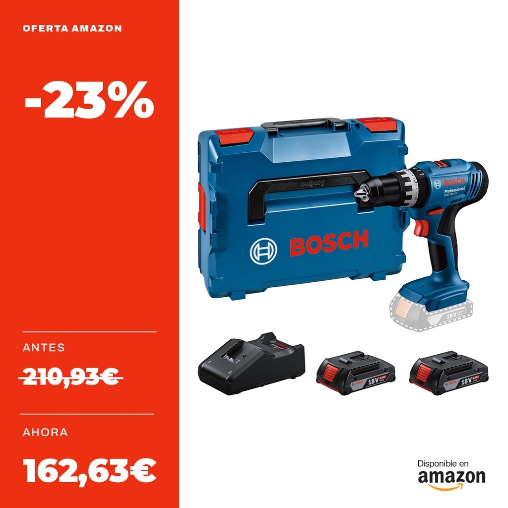 Bosch Professional Taladro GSB 18V-25 (2GBA 2.0Ah)