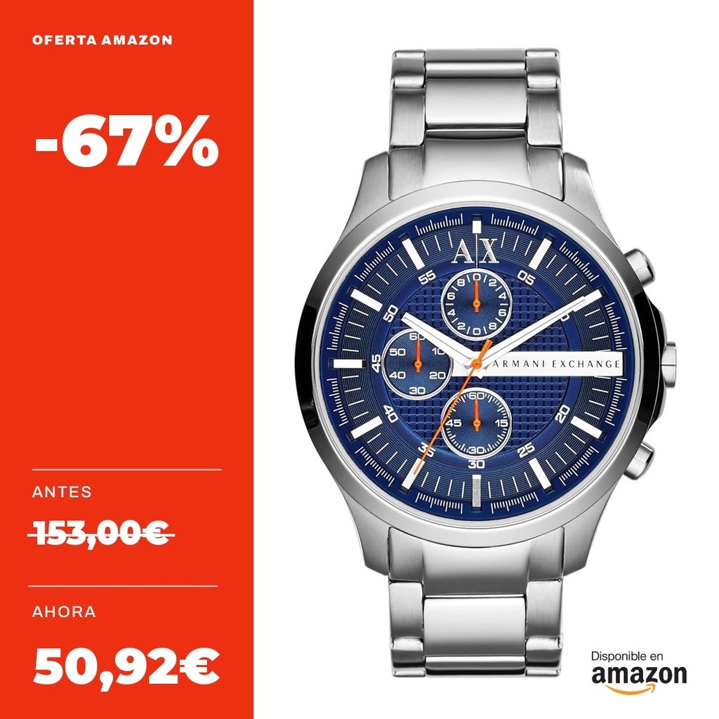 Armani Exchange Relojes 46mm cronógrafo de acero inoxidable